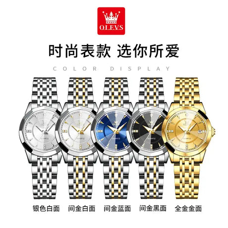 OLEVS Original Brand Elegant Women's Watches Waterproof Luminous Quartz Watch for Lady Necklace Bracelet Gift Box Set Calendar - Lootquake
