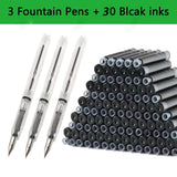 Juego de 33 plumas estilográficas Kawaii con tinta reemplazable, tinta negra, azul y roja EF de 0,38 mm, bolígrafos escolares, material de oficina, papelería para escribir.