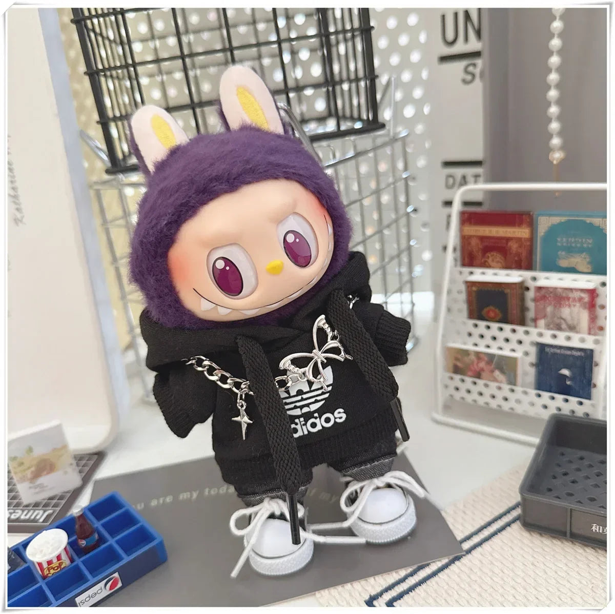 Vêtements de poupée Labubu, ensemble sweat à capuche et pantalon tendance, accessoires pour poupées Labubu Idol V1 V2, peluche universelle de 15/17 cm