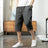 Summer New Trend Cotton Hemp Thin Straight Casual Capris Men Print Stripe Elastic Waist Drawstring Pocket Versatile Loose Shorts - Lootquake