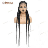 36" Jumbo Cornrow & Knotless Box Braids Wig | Full Lace | Light Brown Lace | Synthetic