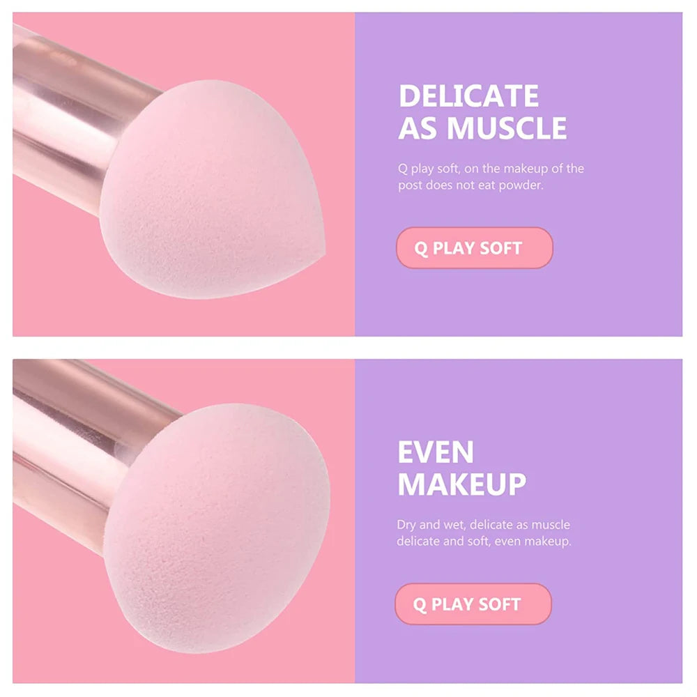 Lot de 3 pinceaux de maquillage pour femme, houppette à tête de champignon, pour fond de teint, correcteur, estompeur, avec manche lisse, outils de beauté