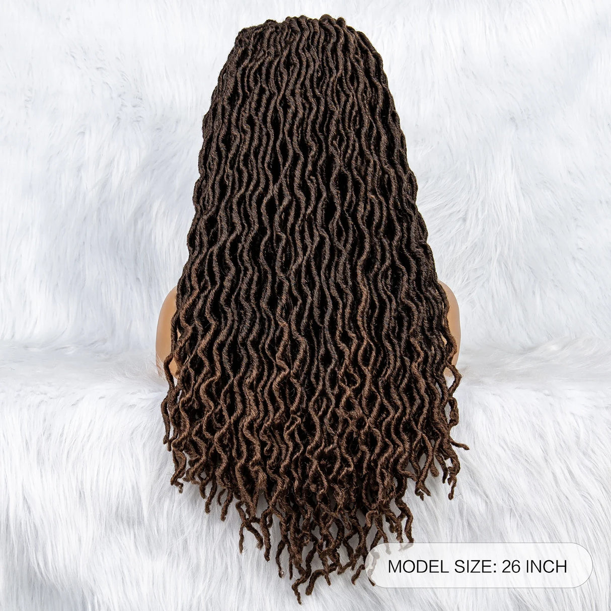 26" Goddess Locs Braided Wig | Lace Front Faux Locs Wig with Baby Hair | Synthetic Dreadlock Braids Wig for Women | Transparent Lace