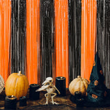 1x2m Halloween Recoration Black And Red Orange Foil Tassel Rain Silk Curtain Metallic Streamers Halloween Party Decor Supplies