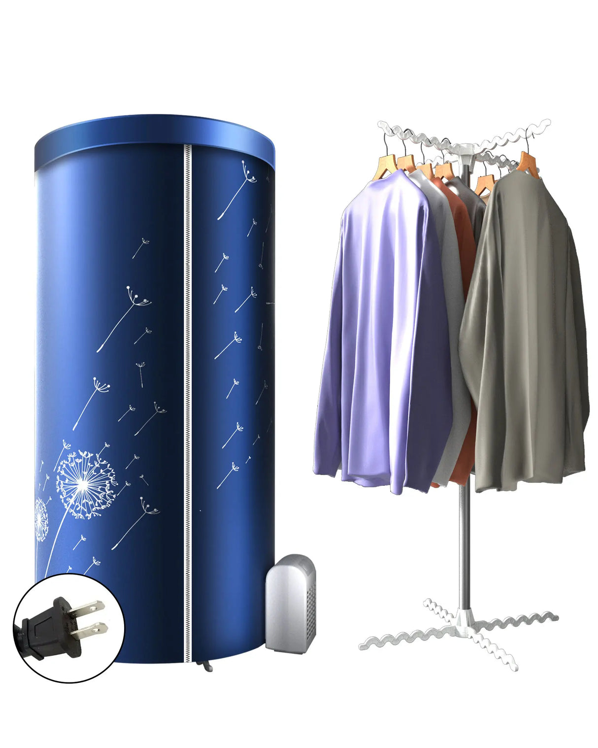 Secadora de ropa eléctrica portátil, tendedero calefactable de 1000 W, secadora de ropa de viaje con temporizador, secadora de ropa eléctrica