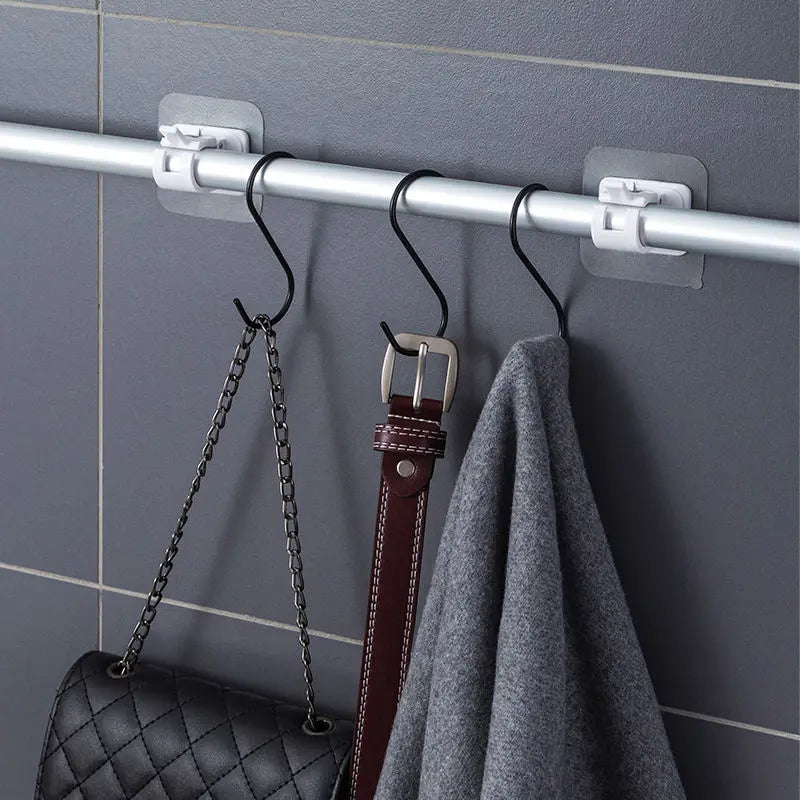 2/4 piezas de abrazaderas autoadhesivas ajustables para barra de cortina, soporte de pared para barra de cortina, sin clavos, para colgar en la pared