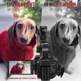 Videocámara profesional KOMERY para YouTube, 6K HD, 64 MP, pantalla táctil de 4", videocámara digital para vlogs y fotografía.