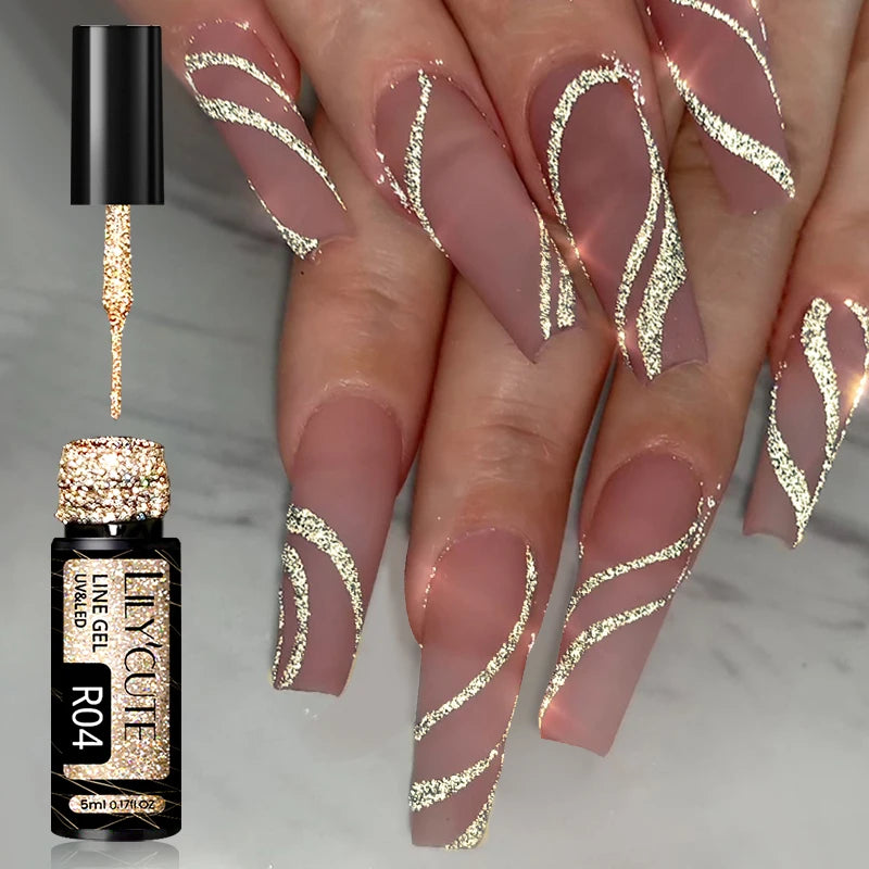 LILYCUTE 5ml Liner Gel Nail Polish UV LED Nail Art Paint Gel Gorgeous Glitter French Effect Semi Permanent Nail Painting UV Gel