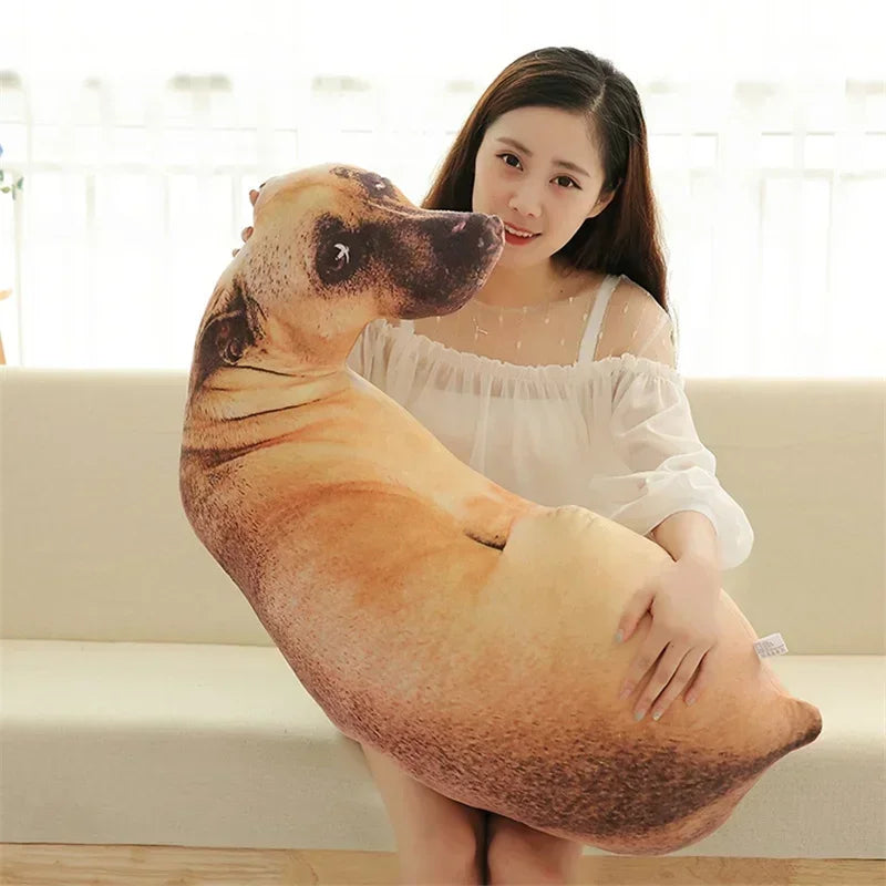 Cojín de perro 3D de peluche, muñeco de peluche realista, cojín para sofá, silla de oficina, decorativo, regalo creativo para el hogar