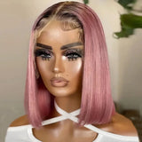 180% Density Honey Blonde Bob Wig | Straight T-Part Lace Front Brazilian Human Hair