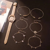 Women's Fashion Quartz Watch Luxury Khaki Leather Band Analog WristWatch Ladies Watch Women Dress Bracelet Set Reloj Mujer Clock - Lootquake