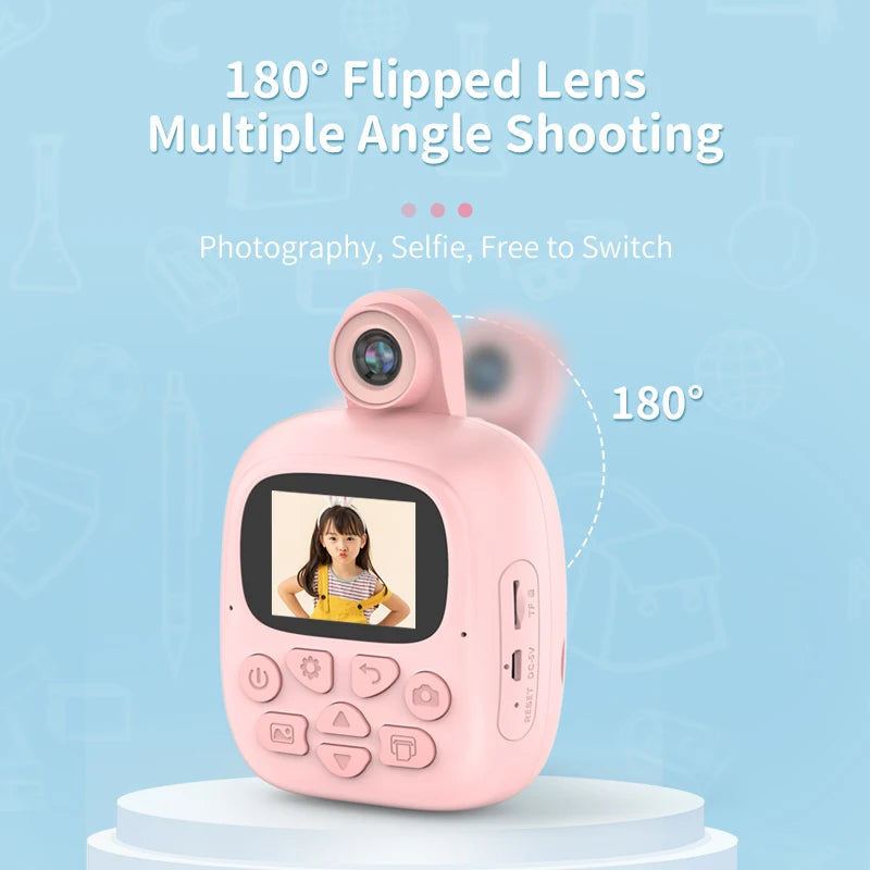 Kids Instant Print Camera Thermal Printed Camera Children Digital Camera Video Toy Birthday Gift 32G Memory Card
