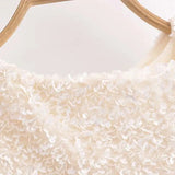 Sequined Party Dresses For Women Removable Sleeve O-neck Slim Long Dress Female 2025 Elegant White Lady Sexy Evening Vestidos - Lootquake