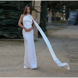 Elegant Satin Halter Slim Long Dress With Scarf Women New Sexy Backless Sleeveless Maxi Dresses Summer Lady Party Chic Vestidos - Lootquake