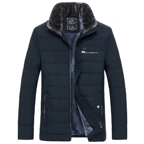 Men's Warm Jacket Winter Coats Fur Collar Windbreaker Cotton Padded Anorak Thick Black Coat Male Casual Fleece Jacket Men - Lootquake