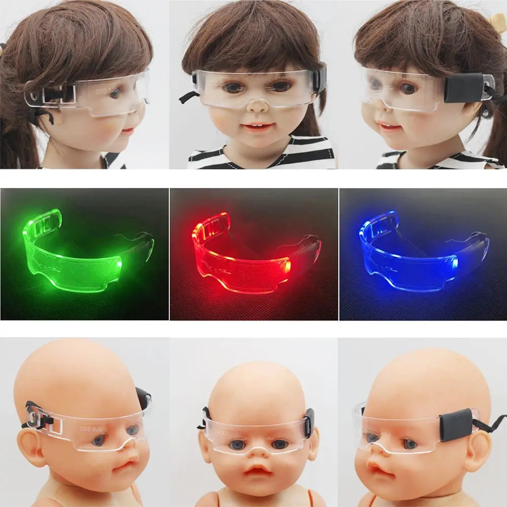 Labubu Bjd Led Punk Glasses Labubu Doll 3-Color Luminous Glasses Cool Night Light Future Technology Glasses Mini Edition