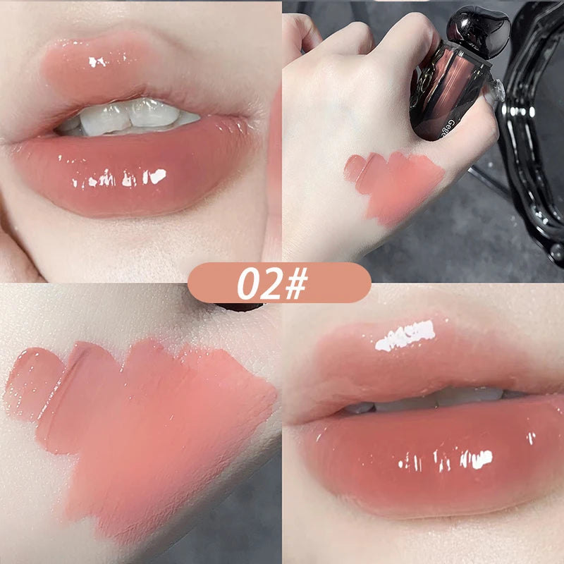 Rouge à lèvres liquide violet foncé, léger, longue tenue, transparent, hydratant, effet miroir, rose pêche, antiadhésif