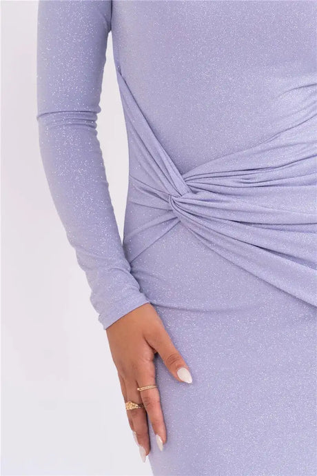 Mozision Sparkle Long Sleeve Sexy Maxi Dress For Women Inclined Shoulder Backless Bodycon Ruched Club Party Sexy Long Dress - Lootquake