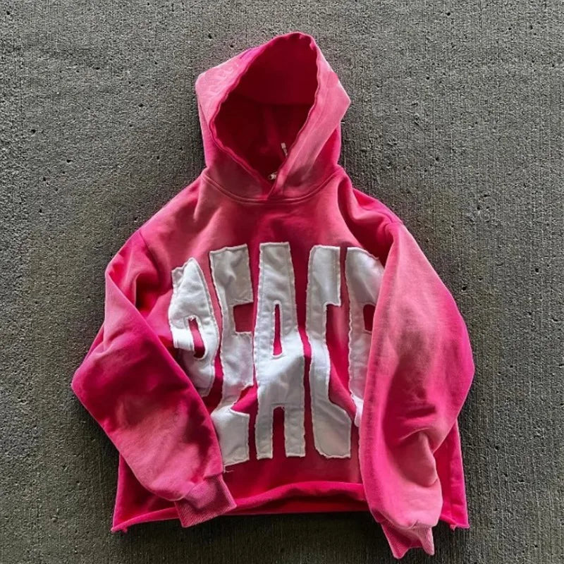 New Streetwear  Hoodie Goth Hip Hop Oversized Loose Zip Up Hoodie Casual Harajuku Black Patchwork Long Sleeve Men Women Pullover - Lootquake