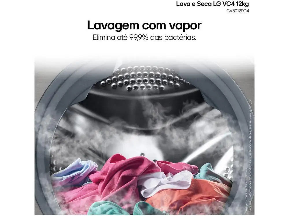 LG 12 kg Smart VC4 CV5012PC4 con Inteligencia Artificial Agua Caliente y Fría Plata - 220V