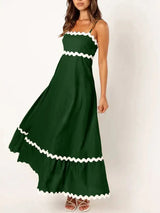 Striped Contrasting Colors Long Dress Women Spaghetti Strap High Waist Backless Party Evening Dresses Female Sleeveless Spring - Lootquake