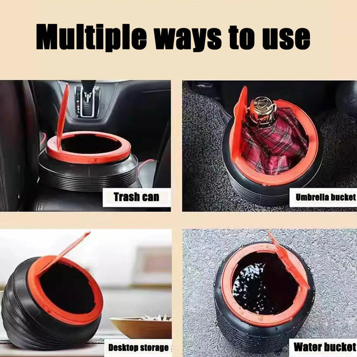 Portable Car Trash Can Storage Bin Garbage Can Telescopic Wet Umbrella Storage Bin for Umbrellas Snacks Garbage