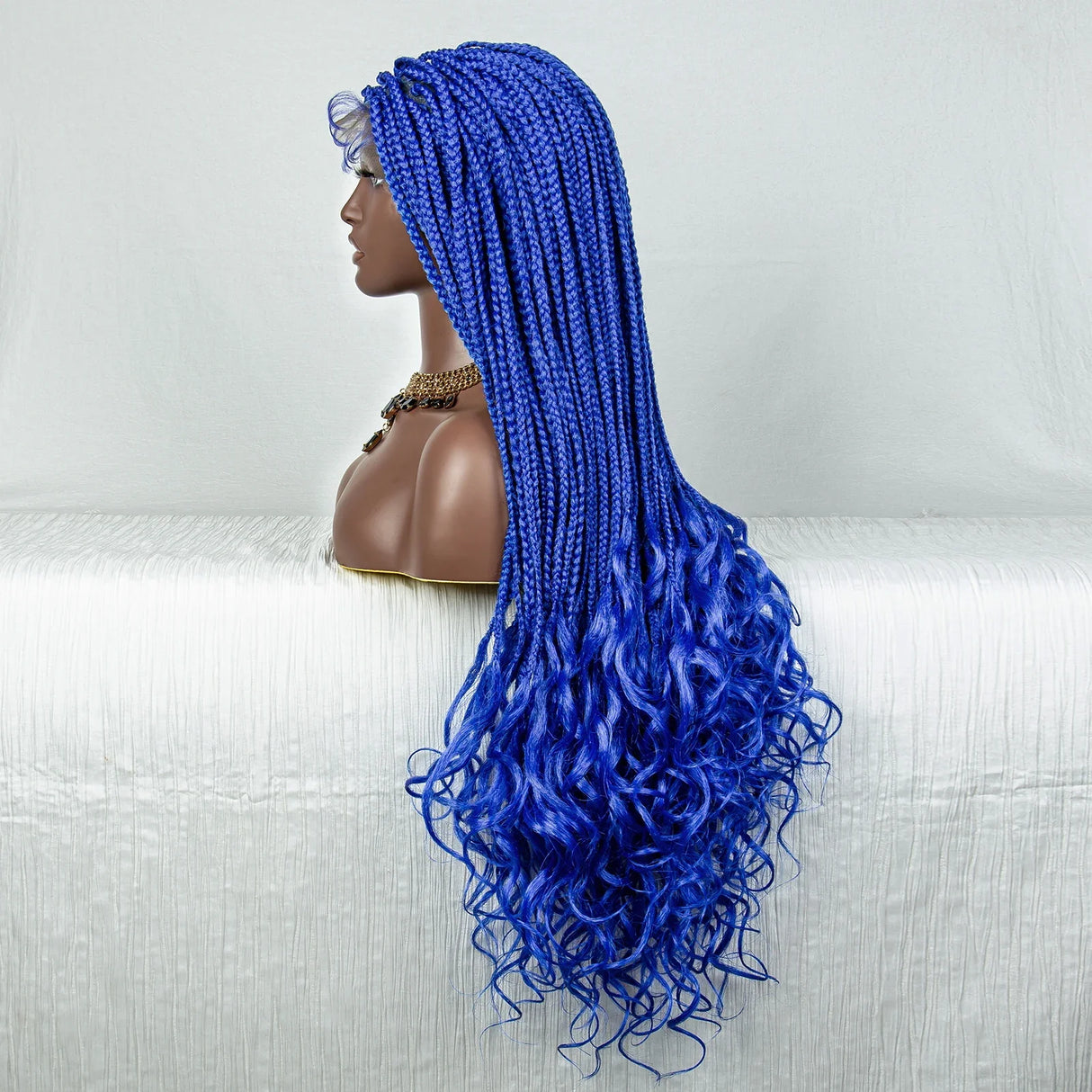 36" Water Wave Braided Wig | Lace Front | Baby Hair | Long Braids