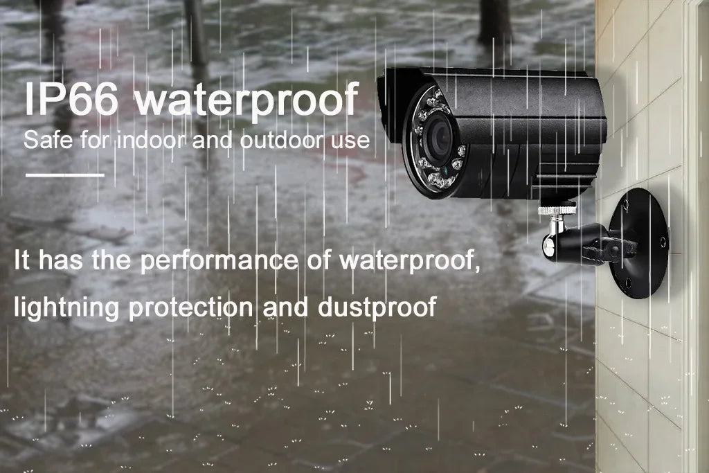 Sistema de CCTV 4 canales 1080P AHD DVR Kit de 4 cámaras impermeables con visión nocturna infrarroja, alarma de movimiento, videovigilancia de seguridad para exteriores