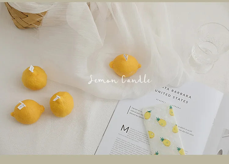 Vela de limón decorativa con fragancia INS, regalo de cumpleaños, regalo de cumpleaños, vela de imitación de fruta, velas perfumadas