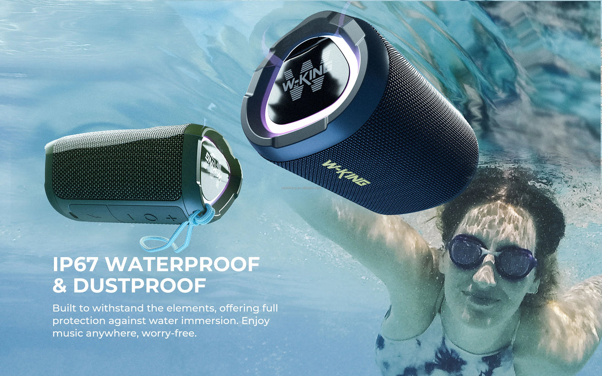 Altavoz Bluetooth con pantalla LED, graves potentes y 15 W de potencia, resistente al agua IPX7 para fiestas al aire libre.