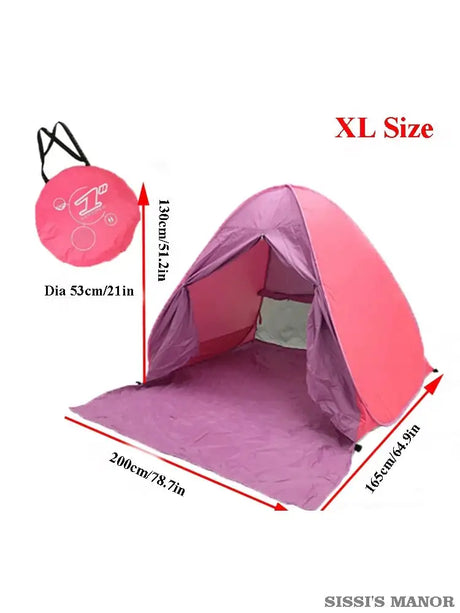 With Door Curtain 2-3Persons Pop Up Beach Tent Automatic Quickly Open Outdoor Camping Tour UV50+ Portable Ultralight Sunscreen - Lootquake