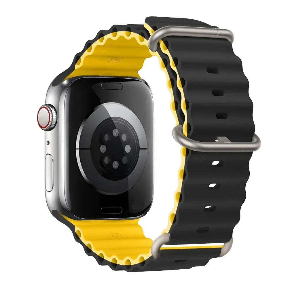 Silicone Strap For watch band 44mm 40mm 49mm 45mm 41mm 38mm accessorie correa bracelet iWatch Ultra 2 series 7 6 5 se 8 9 - Lootquake