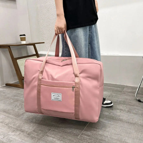 1pc Pink/Blue/Grey Travel Large Capacity Storage Bag Zipper Portable Sports Bag Versatile Gym Handbag Small, Medium, and Large - Lootquake