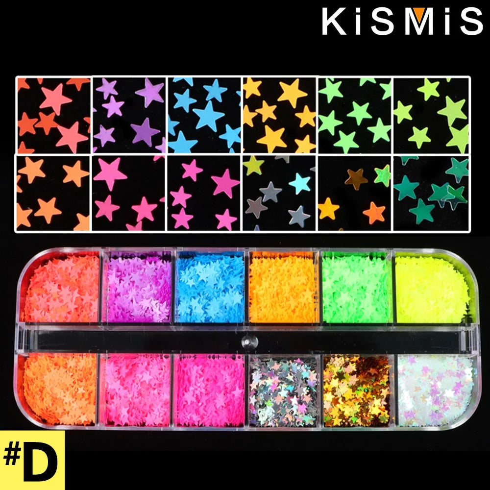 1 Box Fluorescence Butterfly Shape Nail Art Glitter Flakes 3D Colourful Sequins Polish Manicure Nail Decoration
