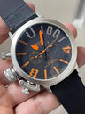 Mens Mechanical Automatic U Black Wristwatch Stainless Steel Rubber White Blue Left Hook Big Boat Watch 50mm - Lootquake
