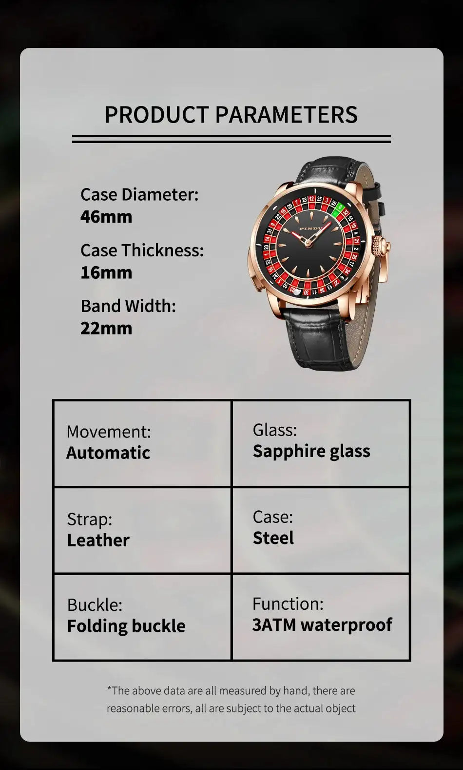 Pindu Player Gambling Series Men's Watch European Roulette Poker Game Fully Automatic Mechanical Sports Design Party Watch - Lootquake