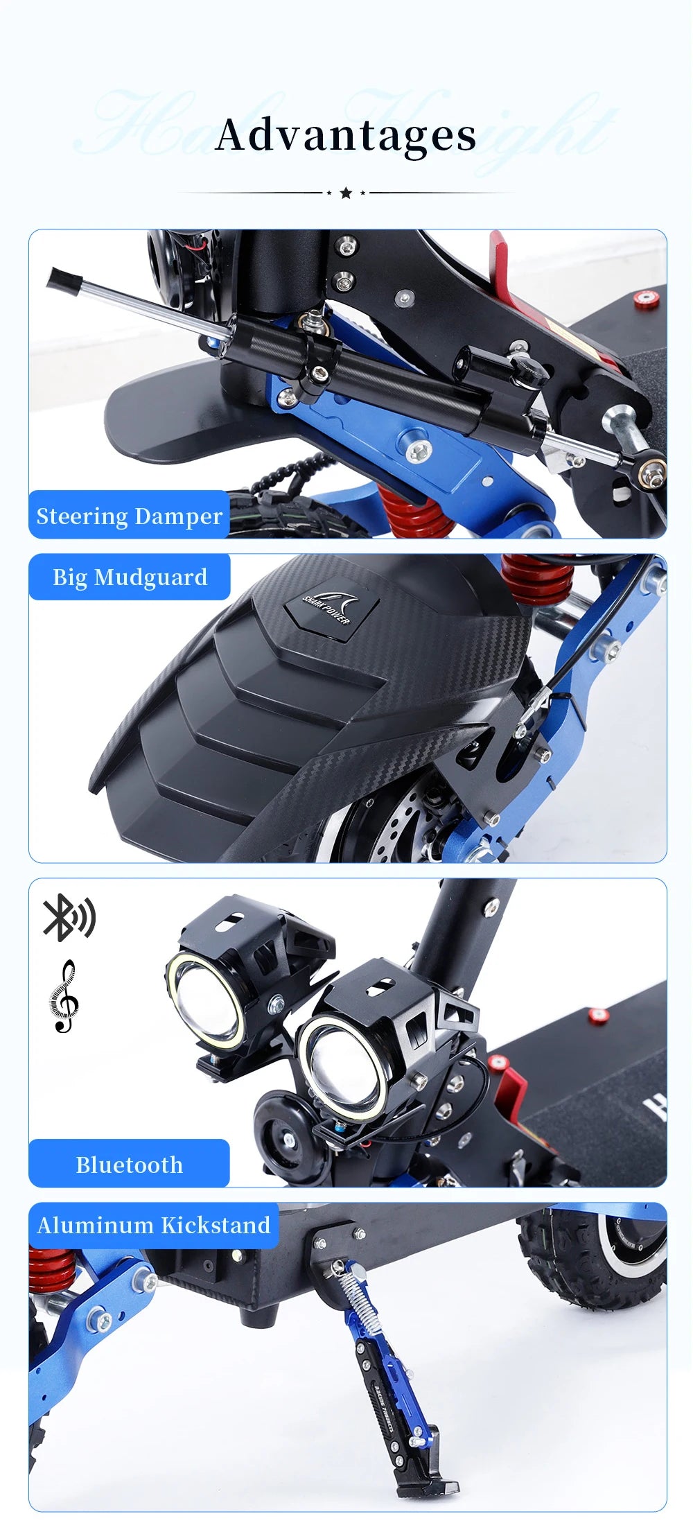 Halo Knight T108Pro - Patinete eléctrico para adultos (60 V, 6000 W, 38,4 Ah, todoterreno, 95 km/h, plegable, potente)