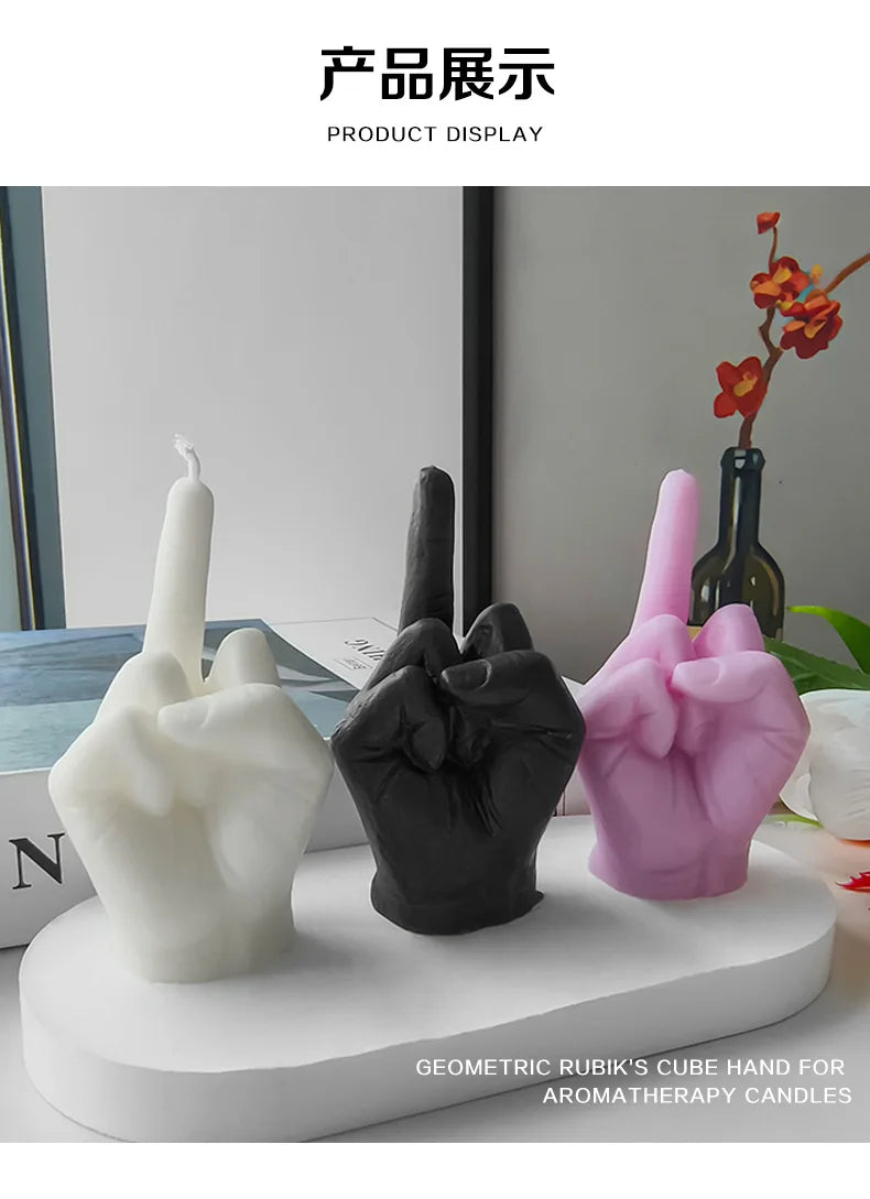 1pc White/Black Creative Candles Middle Finger Shaped Gesture Scented Candles Niche Funny Quirky Gifts Home Decoration Ornaments