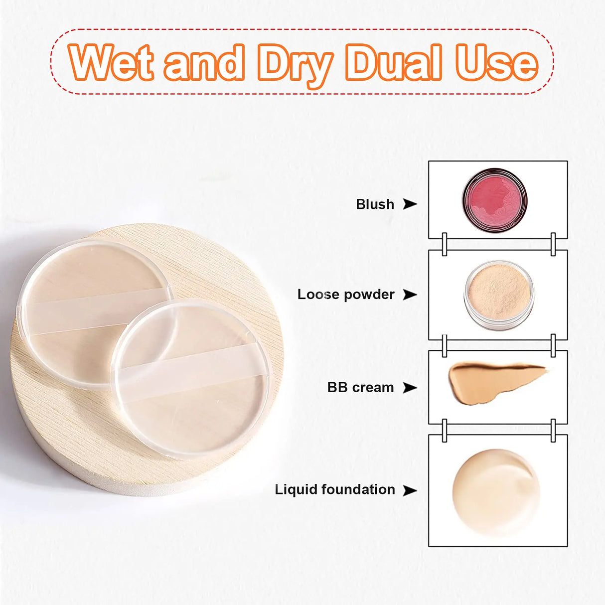 Borla de polvo de gel de silicona suave, transparente, con cojín de aire, para base líquida, crema, licuadora cosmética, herramientas cosméticas