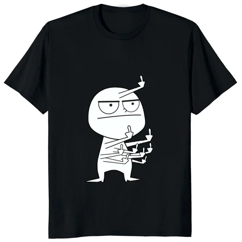Middle Finger Funny Maniac Printed Man T Shirt Loose Casual Fashion Harajuku Hip Hop T-shirt Hipster Streetwear Comfort Clothing - Lootquake