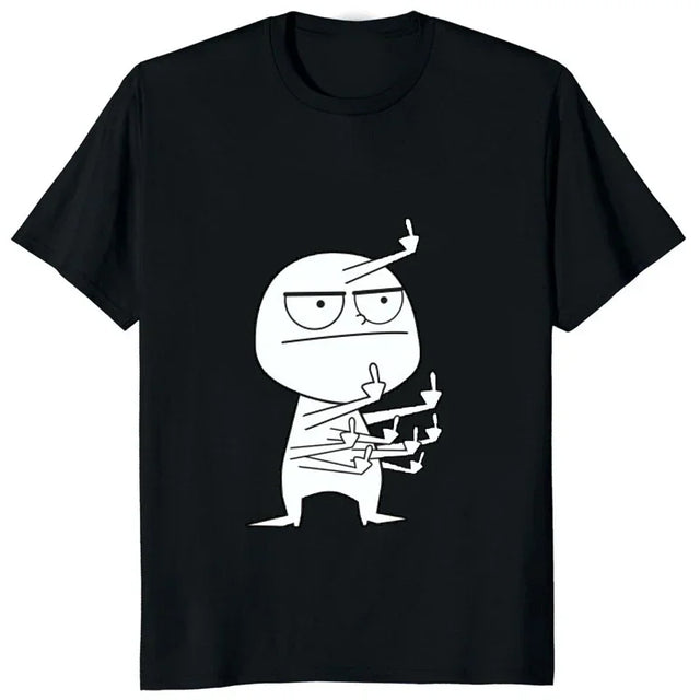 Middle Finger Funny Maniac Printed Man T Shirt Loose Casual Fashion Harajuku Hip Hop T-shirt Hipster Streetwear Comfort Clothing - Lootquake