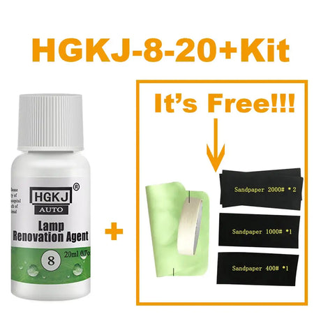 HGKJ 8 Lamp Renovation Agent Auto Headlight Headlamp Polish Restoration Kit Long Lasting Protection Oxidation Liquid for Car - Lootquake