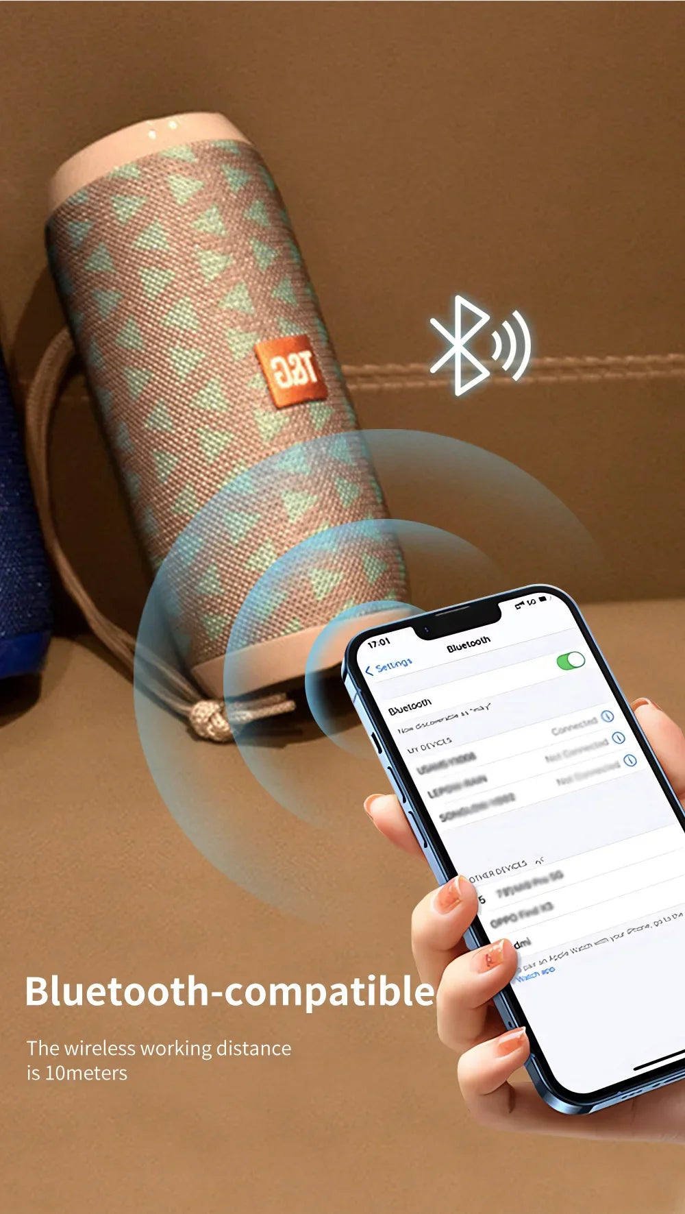 Enceinte Bluetooth TG117, enceinte portable sans fil, caisson de basses stéréo étanche pour l'extérieur, compatible avec radio TF