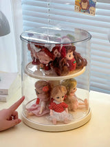 Labubu Rotating Display Box, Transparent Acrylic, Plush Doll Hand-Made Dust-Proof Labubu Pendant Storage Box.