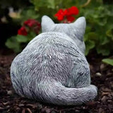 Estatua de gato de resina con adorno de gato, figuras de animales únicas y realistas, escultura de gato de dibujos animados para patio.