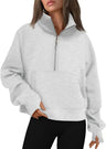 Womens Sweatshirts Half Zip Cropped Pullover Fleece Quarter Zipper Hoodies Fall outfits Clothes Thumb Hole - Lootquake