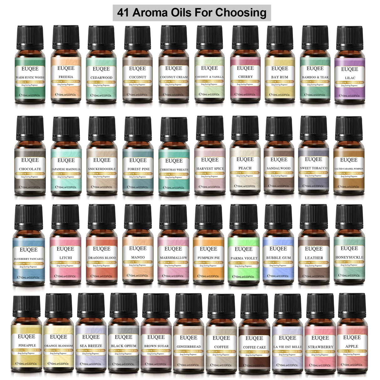 Huile parfumée EUQEE 10 ml, noix de coco, vanille, chewing-gum, pour la fabrication de bougies, de savons, de gâteaux au café et de bois de cèdre. Huiles aromatiques de qualité supérieure.