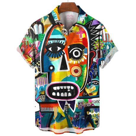 Hawaiian Three-Dimensional Eye Fashion Shirts For Men 3d Print Casual Short Sleeved Summer Tops Funny Clothes For Man Clothing - Lootquake