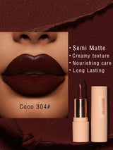 Rouge à lèvres mat soyeux Bare Matte Longue tenue Fini imperméable et brillant, Facile à colorer
