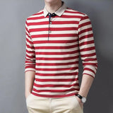 Male Sweatshirts 100℅ Cotton Pullover Stripe Business Formal Red Mens Polo Shirts Clothing Deals High Quality New Luxury Sale Xl - Lootquake